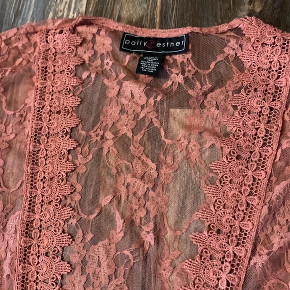 Long Lace Dusty Rose Kimono - Picture 8 of 8